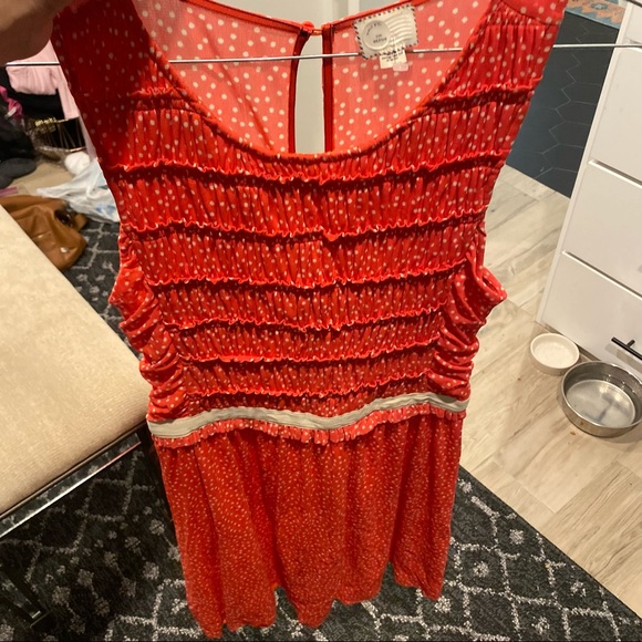 Postage Stamp Anthro Red Polka Dot Mesh Dress - Picture 4 of 5